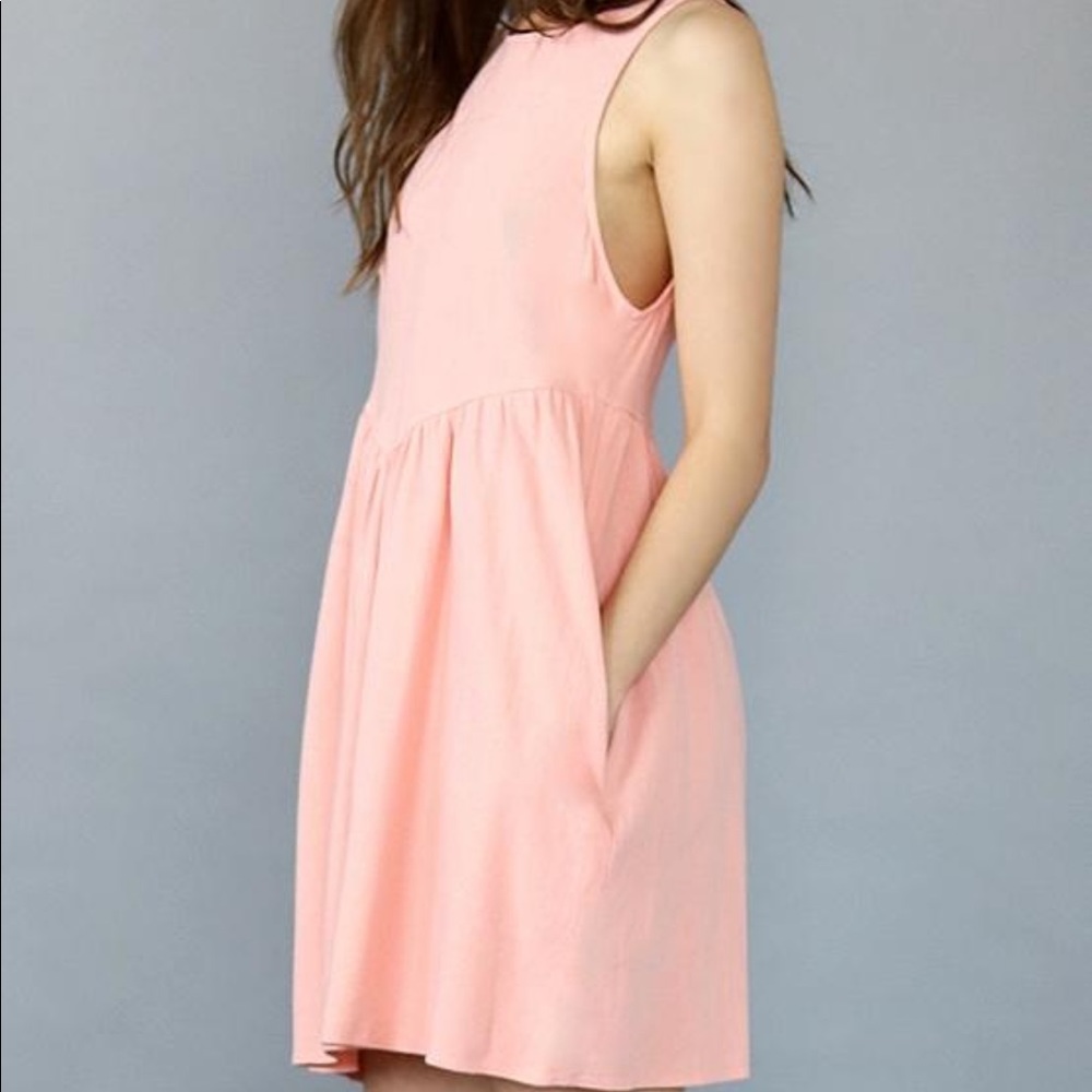 Coral linen mini dress